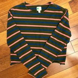 Boden green shirt with pink and blue stripes size xs.
